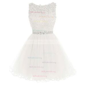 Sweet Princess NWT Scoop Neck Tulle Short/Mini Beading Short Dress White